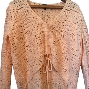 Major Label Group Light Peach Crocheted Sweater